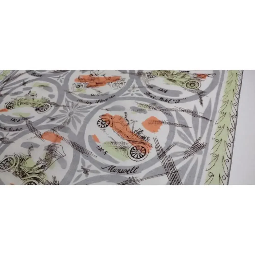 Men's 1940s Buick Handkerchief Scarf Jadeite Antique Automobile Fine Thin Cotton